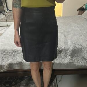 Classic Black Leather Skirt